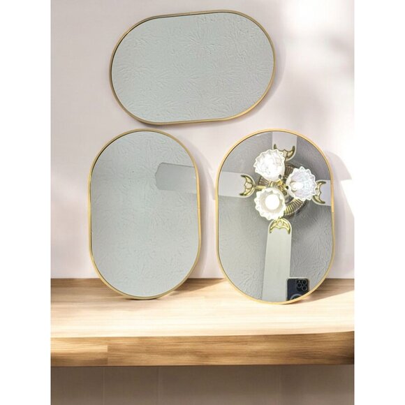 8" x 12" Gold Modern Wall Mirror Set of 3 By Infiniti Group International Inc - Picture 1 of 7
